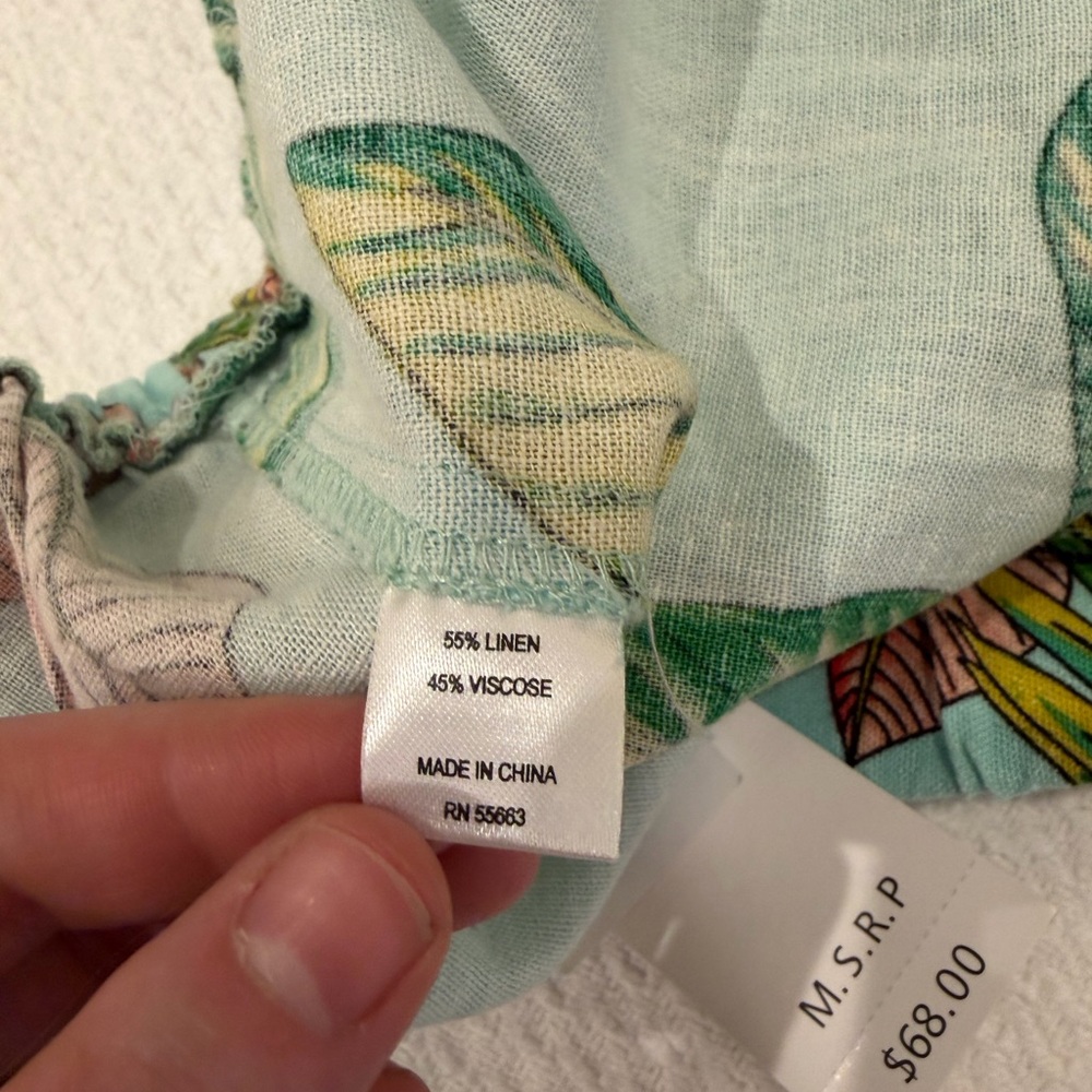 NWT For Cynthia Tropical 55% Linen Mini Skirt Blue & Green - Size M - Resortwear - Picture 6 of 13